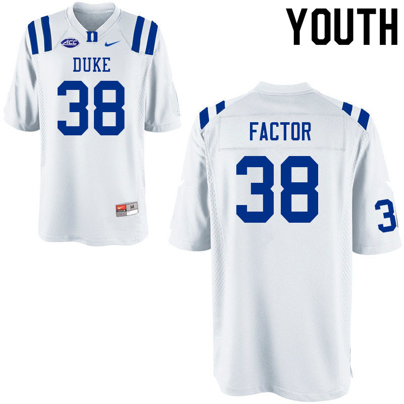 Youth #38 Memorable Factor Duke Blue Devils College Football Jerseys Sale-White - Click Image to Close